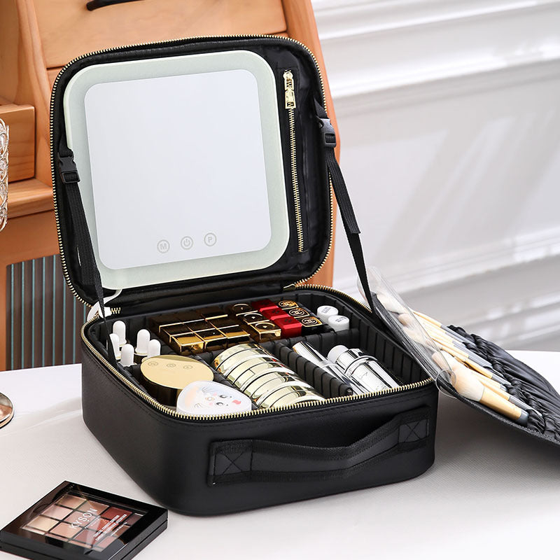 Portable LED makeup storage bag