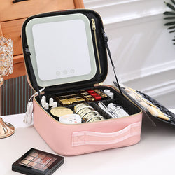 Portable LED makeup storage bag