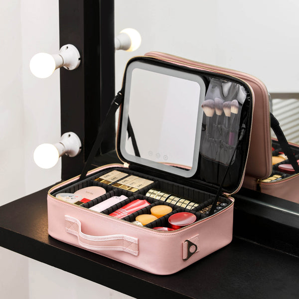 Portable LED makeup storage bag